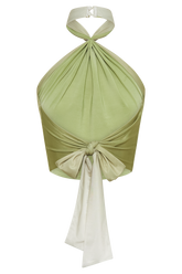 Bronwyn Slinky Halter Crop Top - Ombre Vintage Olive